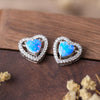 925 Sterling Silver Opal Heart Stud Earrings