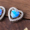 925 Sterling Silver Opal Heart Stud Earrings