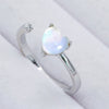 Inlaid Moonstone Heart Adjustable Open Ring