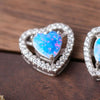 925 Sterling Silver Opal Heart Stud Earrings