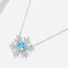 925 Sterling Silver Topaz Snowflake Shape Necklace