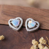 925 Sterling Silver Opal Heart Stud Earrings