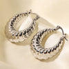 Textured Stainless Steel Hoop Earrings