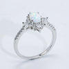 Platinum-Plated Opal and Zircon Ring