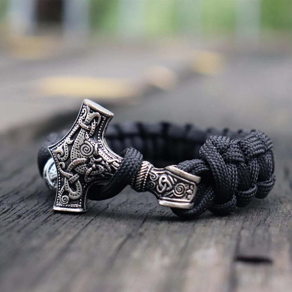 Thor's Hammer Mjolnir Leather Bracelet