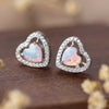 925 Sterling Silver Opal Heart Stud Earrings