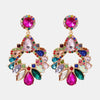 Zinc Alloy Frame Glass Stone Dangle Earrings