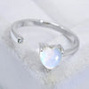 Inlaid Moonstone Heart Adjustable Open Ring