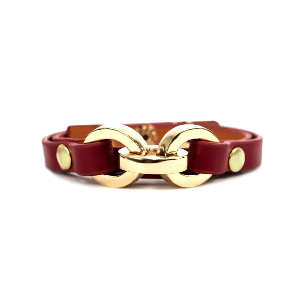 Latch Leather Bracelet - Scarlet Red