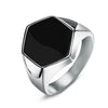 Jiayiqi Men's Hiphop Stainless Steel Stone Ring - Rock Fashion Jewelry