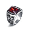 Jiayiqi Men's Hiphop Stainless Steel Stone Ring - Rock Fashion Jewelry