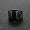 Jiayiqi Men's Hiphop Stainless Steel Stone Ring - Rock Fashion Jewelry