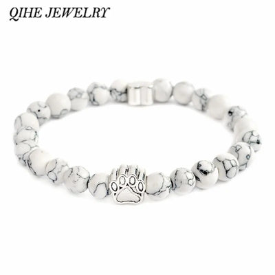 QIHE JEWELRY Tiny Antique Paw Charm Stone Bracelet