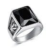 Jiayiqi Men's Hiphop Stainless Steel Stone Ring - Rock Fashion Jewelry