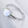 Inlaid Moonstone Heart Adjustable Open Ring