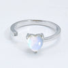 Inlaid Moonstone Heart Adjustable Open Ring