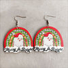 Christmas Themed Wood Dangle Earrings