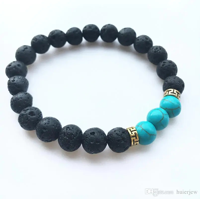 Lava Rock Stone Beads Bracelet Charm