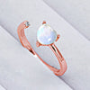 Inlaid Moonstone Heart Adjustable Open Ring