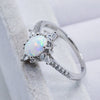 Platinum-Plated Opal and Zircon Ring