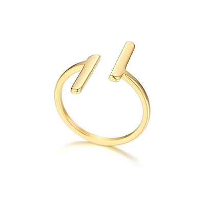 Vnox Minimalist Double T Letter Rings: Gold Tone Stainless Steel Jewelry