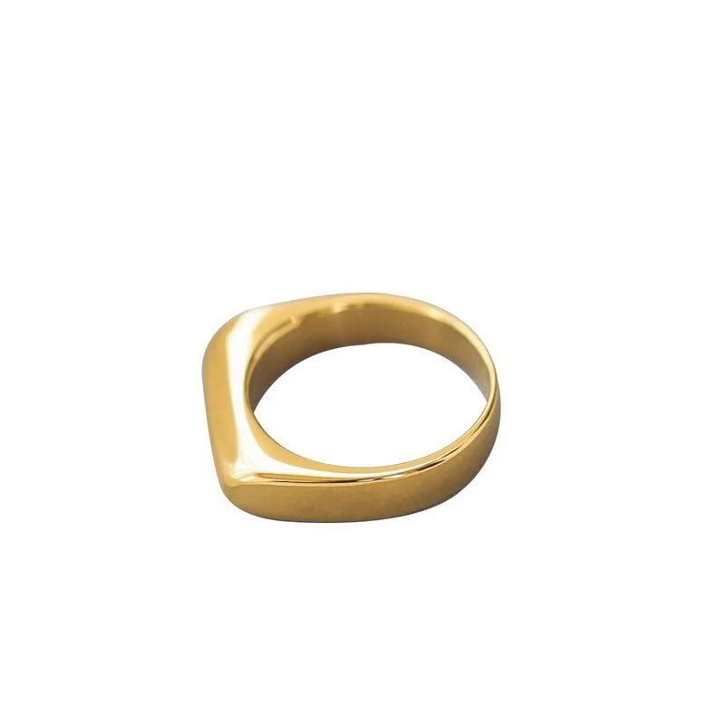 2021 Hot Sell Square Plain Ring: 18K Gold Plated Titanium Stainless Steel Jewelry