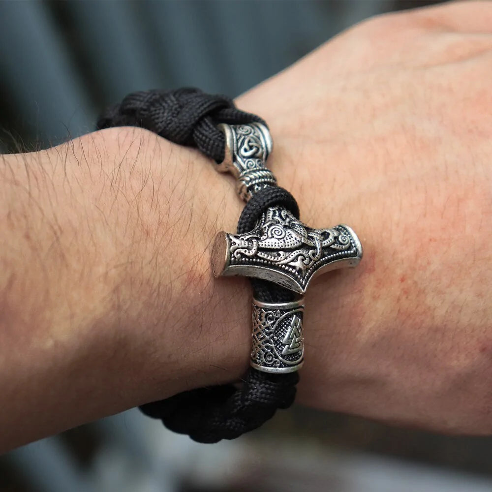 Thor's Hammer Mjolnir Leather Bracelet