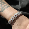 16mm Baguette Cuban Bracelet in White Gold